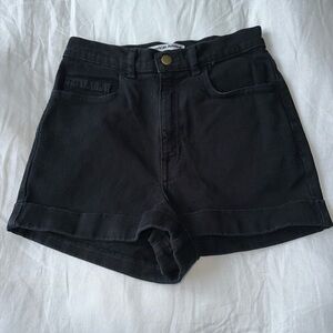 American Apparel High Waisted Black Denim Shorts in Size 26/27.
